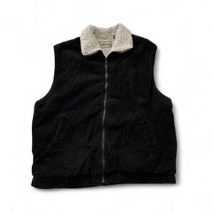 Vintage Black Cambridge Corduroy Vest with Sherpa lining L
